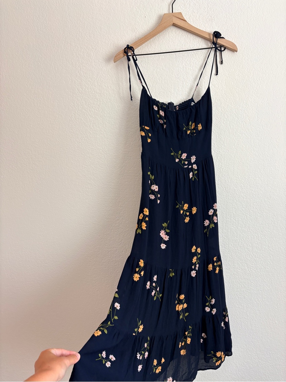 Reformation Kealy Navy Floral Tie-Shoulder Midi Dress - Picture 7 of 8